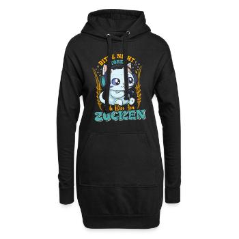 Gaming Katze Bitte nicht Stören Bin am Zocken - Hoodie-Kleid - Schwarz - Vorne