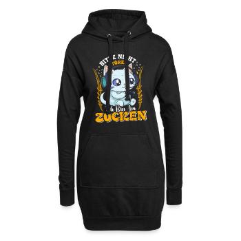 Gaming Katze Bitte nicht Stören Bin am Zocken - Hoodie-Kleid - Schwarz - Vorne