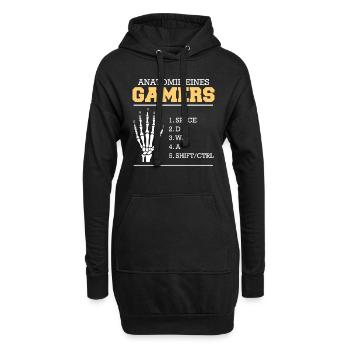 Zocken Gamer Knochenhand Gamers Video Spiel - Hoodie-Kleid - Schwarz - Vorne