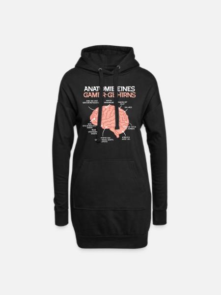 Anatomie eines Gamer-Gehirns Gaming Fan - Hoodie-Kleid - Schwarz