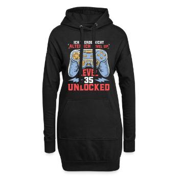 Retro Gamer B-Day Level 35 Unlocked Zocker - Hoodie-Kleid - Schwarz - Vorne