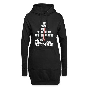 Zahnpflege Weiße Pracht zur Festtagszeit - Hoodie-Kleid - Schwarz - Vorne