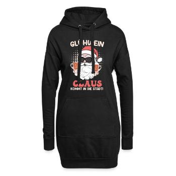 Glühwein Claus Weihnachtsmann Glühweinbecher - Hoodie-Kleid - Schwarz - Vorne