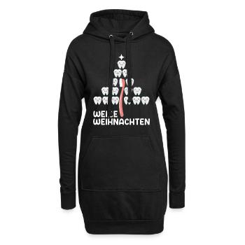 Weiße Weihnachten Zähneputzen Weihnachtsbaum - Hoodie-Kleid - Schwarz - Vorne