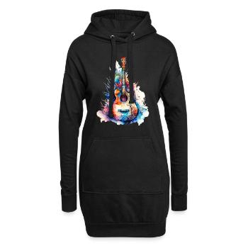 Eine schöne Musik Gitarre gemalt in Wasserfarben - Hoodie-Kleid - Schwarz - Vorne