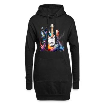 Eine schöne Musik Gitarre gemalt in Wasserfarben - Hoodie-Kleid - Schwarz - Vorne