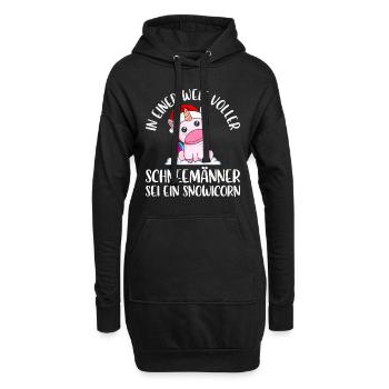 In einer Welt voller Schneemänner sei Snowicorn - Hoodie-Kleid - Schwarz - Vorne