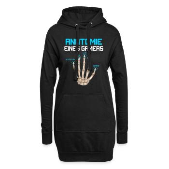 Anatomie eines Gamers Zocker Finger Video Spiel - Hoodie-Kleid - Schwarz - Vorne