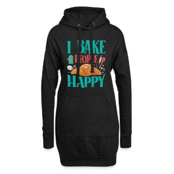 Boulangerie I Bake People Happy Croissant Confiseur - Sweat-shirt à capuche long Femme - noir - Devant