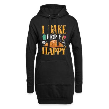 Boulangerie I Bake People Happy Croissant Confiseur - Sweat-shirt à capuche long Femme - noir - Devant
