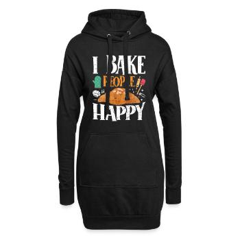 Boulangerie I Bake People Happy Croissant Confiseur - Sweat-shirt à capuche long Femme - noir - Devant
