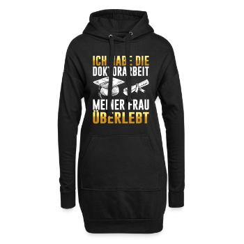 Dissertation Doktorarbeit Meiner Frau Überlebt - Hoodie-Kleid - Schwarz - Vorne