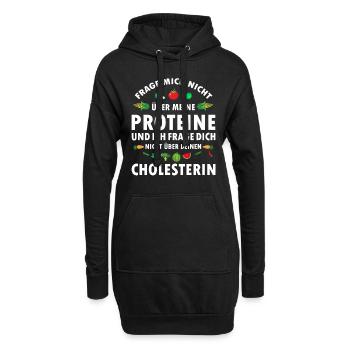 Frage mich nicht über Proteine Veganer Sprüche - Hoodie-Kleid - Schwarz - Vorne