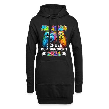 Abi 2024 Schule Durchgezockt Gamer Lustiges - Hoodie-Kleid - Schwarz - Vorne