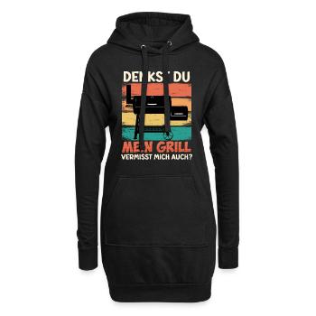 Fleischliebhaber DENKST DU MEIN GRILL VERMISST - Hoodie-Kleid - Schwarz - Vorne