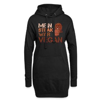 Fleischliebhaber MEIN STEAK WAR VEGAN Lustiges - Hoodie-Kleid - Schwarz - Vorne