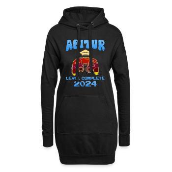 Abitur 2024 LEVEL COMPLETE Abiturienten Abschluss - Hoodie-Kleid - Schwarz - Vorne
