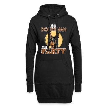 Doberman Besitzer NO DOBERMAN NO PARTY Lustiges - Hoodie-Kleid - Schwarz - Vorne