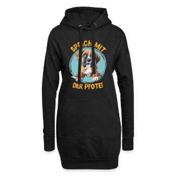 Lustiger Boxer Hund SPRICH MIT DER PFOTE Deutscher - Hoodie-Kleid - Schwarz - Vorne