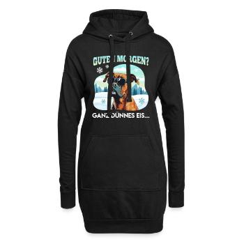 Deutscher Boxer GUTEN MORGEN? GANZ DÜNNES EIS... - Hoodie-Kleid - Schwarz - Vorne