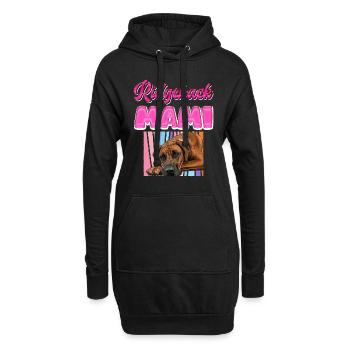 Rhodesian Ridgeback MAMI Ridbacks Hundemama - Hoodie-Kleid - Schwarz - Vorne