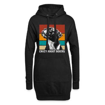 Boxeur allemand CRAZY ABOUT BOXER Drôle - Sweat-shirt à capuche long Femme - noir - Devant