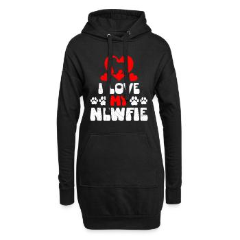 Propriétaires de chiens J’AIME MES AMOUREUX NEWFIE - Sweat-shirt à capuche long Femme - noir - Devant