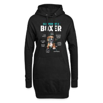 Boxer allemand PLAN D’UN BOXER Drôle - Sweat-shirt à capuche long Femme - noir - Devant