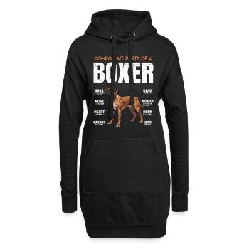 Boxer allemand COMPOSANTS D’UN BOXER Drôle - Sweat-shirt à capuche long Femme - noir - Devant