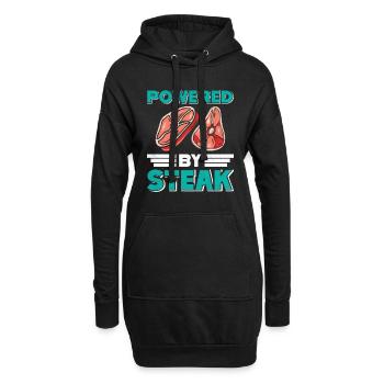 Fleischliebhaber POWERED BY STEAK Lustiges - Hoodie-Kleid - Schwarz - Vorne