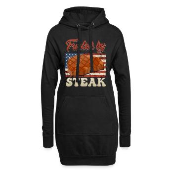 Amateurs de viande FUELED BY STEAK Barbecue Party Drôle - Sweat-shirt à capuche long Femme - noir - Devant