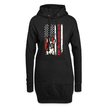 Bouledogue français Meilleur papa Frenchie - Sweat-shirt à capuche long Femme - noir - Devant
