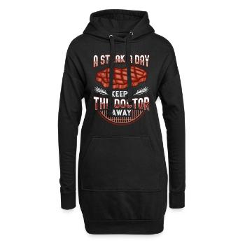 Drôle d’anti-végétalien Un steak par jour éloigne Doc - Sweat-shirt à capuche long Femme - noir - Devant