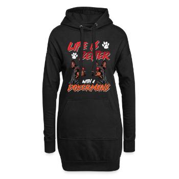 Dobermänner LA VIE EST MEILLEURE AVEC UN DOBERMAN - Sweat-shirt à capuche long Femme - noir - Devant
