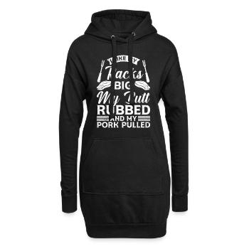 Les amateurs de viande aiment mes carrés gros cul frottés - Sweat-shirt à capuche long Femme - noir - Devant