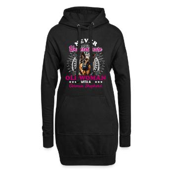 Chien Grand-mère NE SOUS-ESTIMEZ JAMAIS UNE VIEILLE FEMME ALLEMANDE - Sweat-shirt à capuche long Femme - noir - Devant