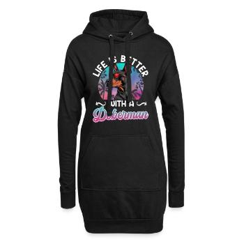 Propriétaire de doberman LA VIE EST MEILLEURE AVEC UN DOBERMAN - Sweat-shirt à capuche long Femme - noir - Devant