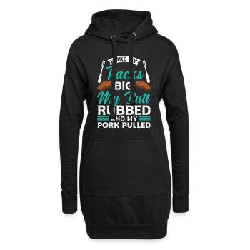 Les amateurs de viande aiment mes carrés gros cul frottés - Sweat-shirt à capuche long Femme - noir - Devant