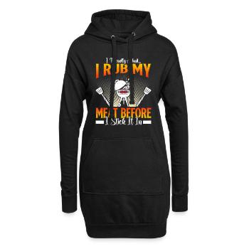 Grillmeister JE FROTTE MA VIANDE AVANT DE LA COLLER - Sweat-shirt à capuche long Femme - noir - Devant
