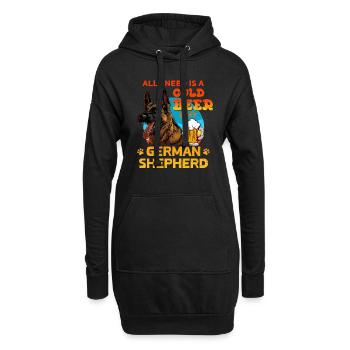 Berger allemand TOUT DONT J'AI BESOIN C'EST DE LA BIÈRE FROIDE ET - Sweat-shirt à capuche long Femme - noir - Devant