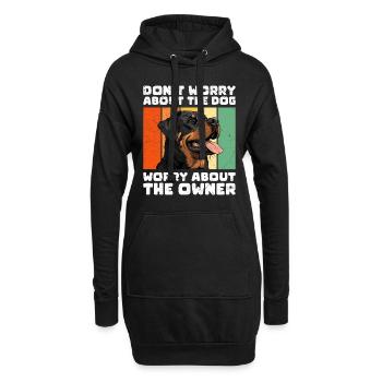 Rottweiler DON'T WORRY ABOUT THE DOG Lustig - Hoodie-Kleid - Schwarz - Vorne