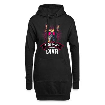 MALINOIS DIVA Maman Chien Berger Belge - Sweat-shirt à capuche long Femme - noir - Devant