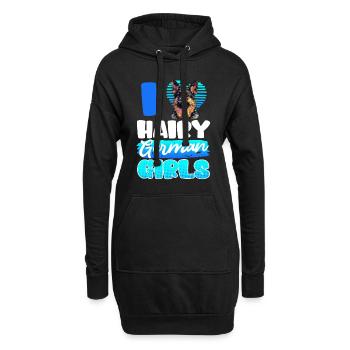 Deutscher Schäferhund I LOVE HAIRY GERMAN GIRLS - Hoodie-Kleid - Schwarz - Vorne