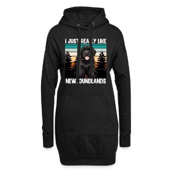 Neufundländer J’AIME VRAIMENT TERRE-NEUVE - Sweat-shirt à capuche long Femme - noir - Devant