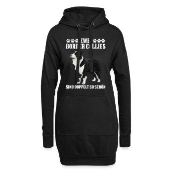 Border Collie 2 BORDER COLLIES SIND DOPPELT SCHÖN - Hoodie-Kleid - Schwarz - Vorne