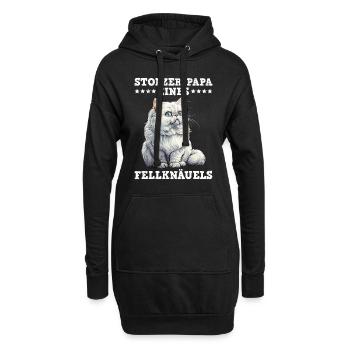 Chat Papa FIER PAPA D’UNE BOULE DE POILS Drôle - Sweat-shirt à capuche long Femme - noir - Devant