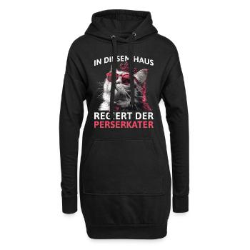 Chat persan DANS CETTE MAISON, LES RÈGLES PERSANES - Sweat-shirt à capuche long Femme - noir - Devant
