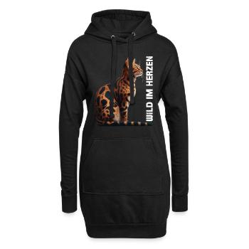 Chats du Bengale SAUVAGE DANS LE CŒUR Chats du Bengale - Sweat-shirt à capuche long Femme - noir - Devant