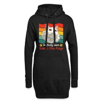 Propriétaire d’un chat POSSÉDER UN CHAT TURC - Sweat-shirt à capuche long Femme - noir - Devant