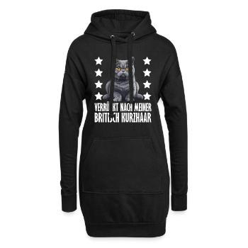 British Shorthair FOU DE MON BRITISH - Sweat-shirt à capuche long Femme - noir - Devant